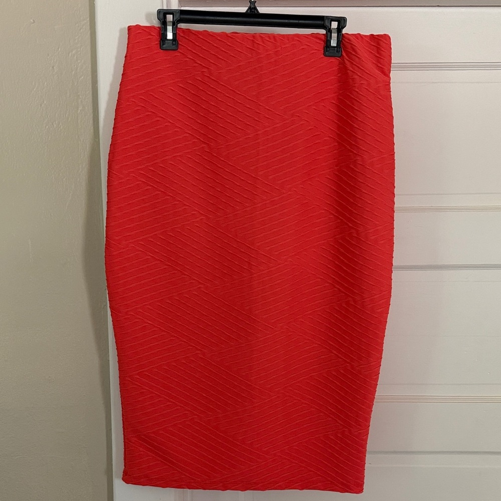 Double Click Melon Stretchy Midi Skirt Sz 1X